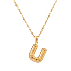 1 Piece Simple Casual Style Letter U Shape Stainless Steel  Gold Color Women's Pendant Necklace h5 